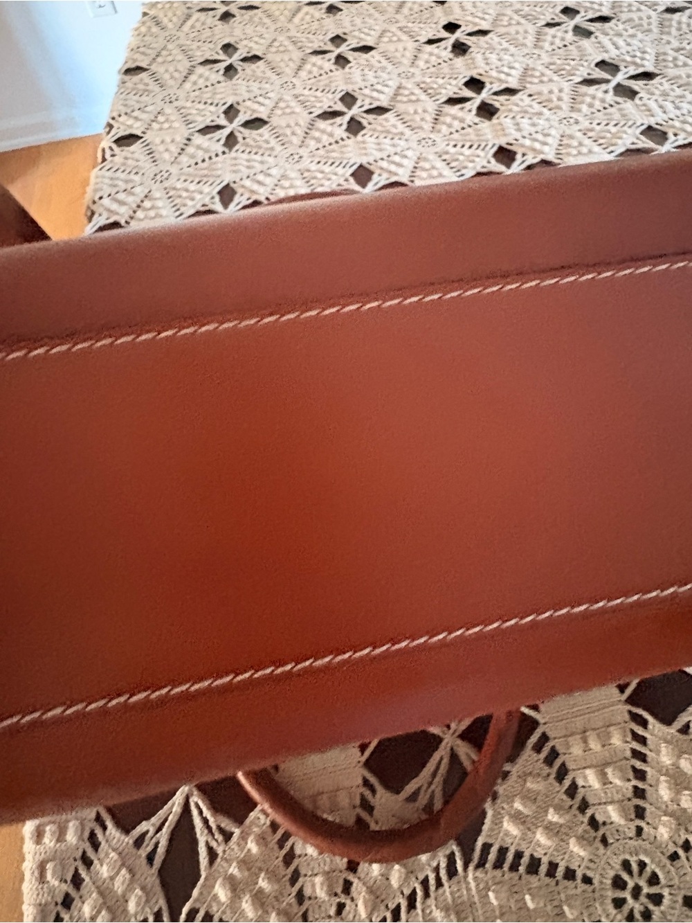 Patricia Nash Cognac Leather Shoulder Tote with Stud Trim - Picture 10 of 16